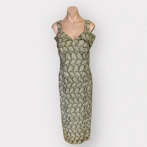 Vintage 90’s Poly Gold Lace Sequined Large Maxi Dress